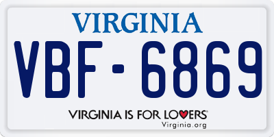 VA license plate VBF6869
