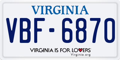 VA license plate VBF6870