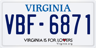 VA license plate VBF6871
