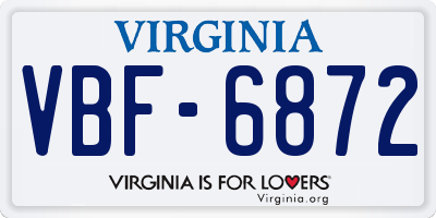VA license plate VBF6872