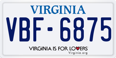 VA license plate VBF6875