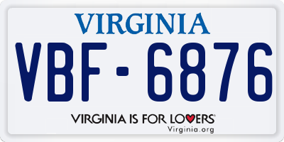 VA license plate VBF6876