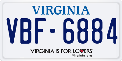 VA license plate VBF6884