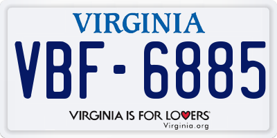 VA license plate VBF6885