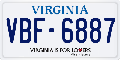 VA license plate VBF6887