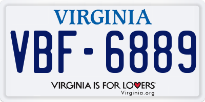 VA license plate VBF6889