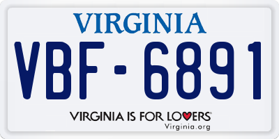 VA license plate VBF6891