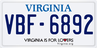 VA license plate VBF6892
