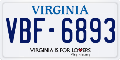 VA license plate VBF6893