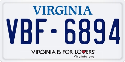 VA license plate VBF6894