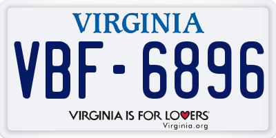 VA license plate VBF6896