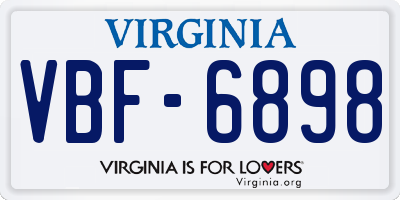VA license plate VBF6898