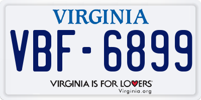 VA license plate VBF6899