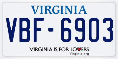 VA license plate VBF6903