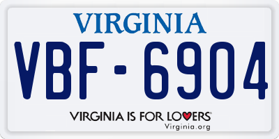 VA license plate VBF6904