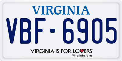 VA license plate VBF6905