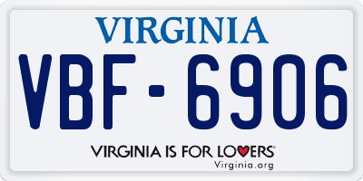 VA license plate VBF6906