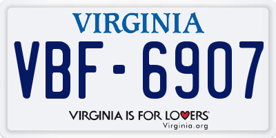 VA license plate VBF6907