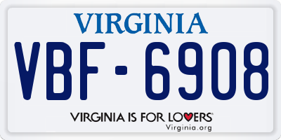 VA license plate VBF6908