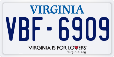 VA license plate VBF6909