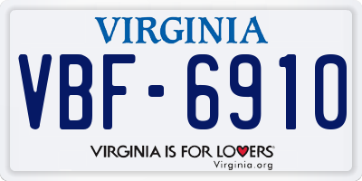 VA license plate VBF6910