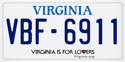 VA license plate VBF6911