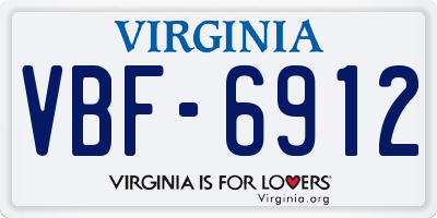 VA license plate VBF6912