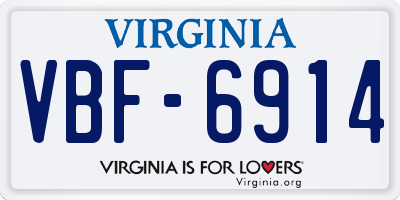 VA license plate VBF6914