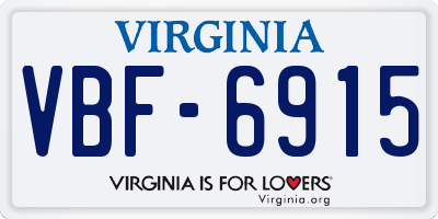 VA license plate VBF6915