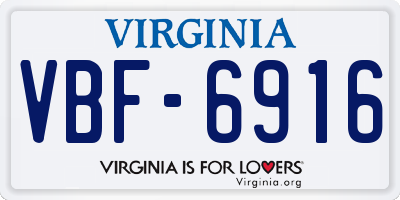 VA license plate VBF6916