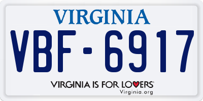 VA license plate VBF6917