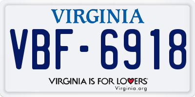 VA license plate VBF6918