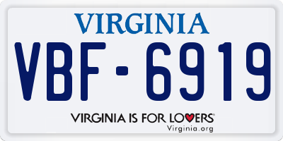 VA license plate VBF6919