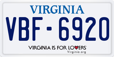 VA license plate VBF6920