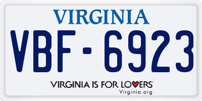 VA license plate VBF6923