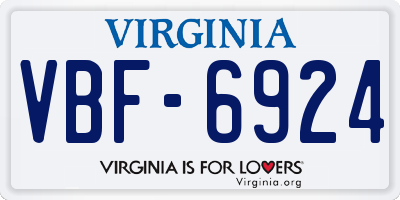 VA license plate VBF6924