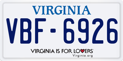 VA license plate VBF6926