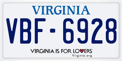 VA license plate VBF6928