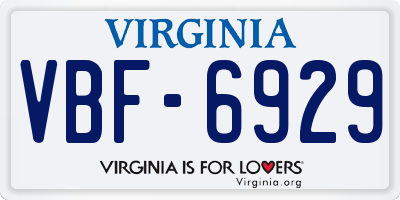 VA license plate VBF6929