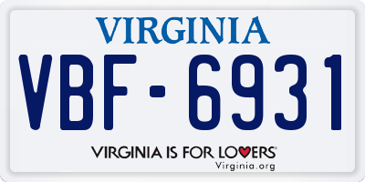 VA license plate VBF6931