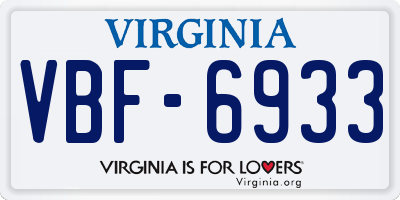 VA license plate VBF6933