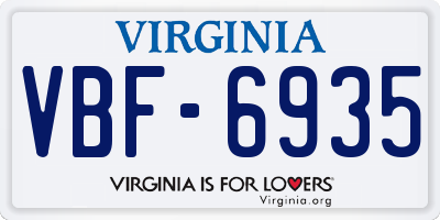 VA license plate VBF6935