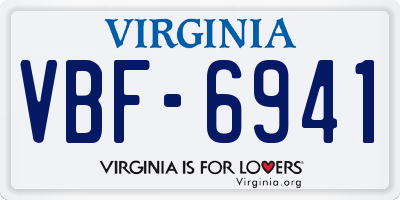 VA license plate VBF6941