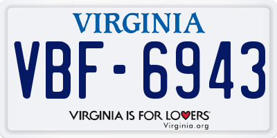 VA license plate VBF6943