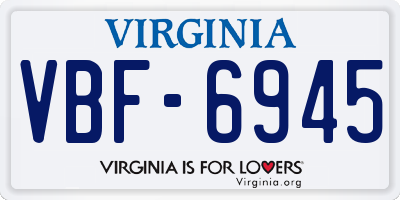 VA license plate VBF6945