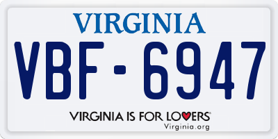 VA license plate VBF6947