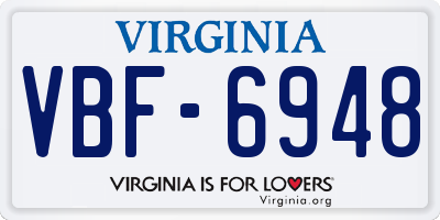 VA license plate VBF6948