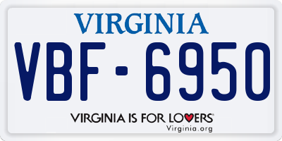 VA license plate VBF6950