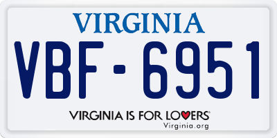 VA license plate VBF6951