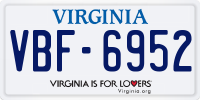 VA license plate VBF6952